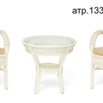 Комплект террасный ANDREA (стол кофейный со стеклом + 2 кресла + подушки) в Феодосии
